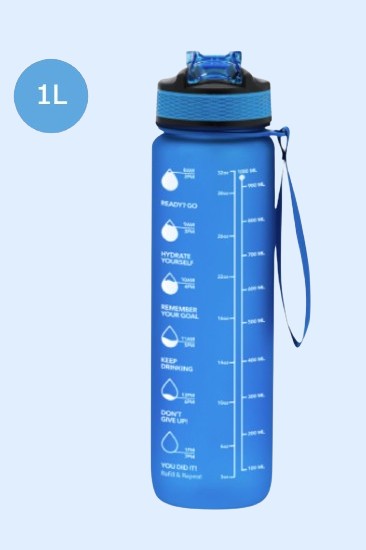 drinkfles met rietje 1 liter blauw