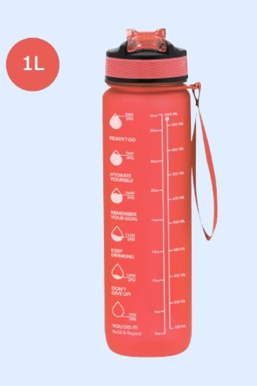 drinkfles met rietje 1 liter rood