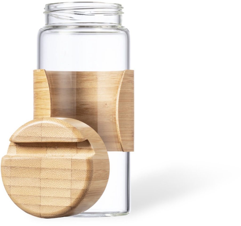 Glazen fles met smartphonehouder