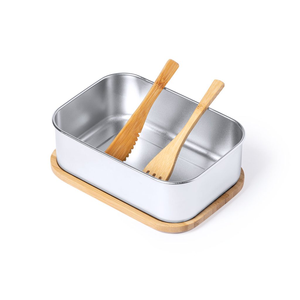 Lunchbox van RVS en bamboe