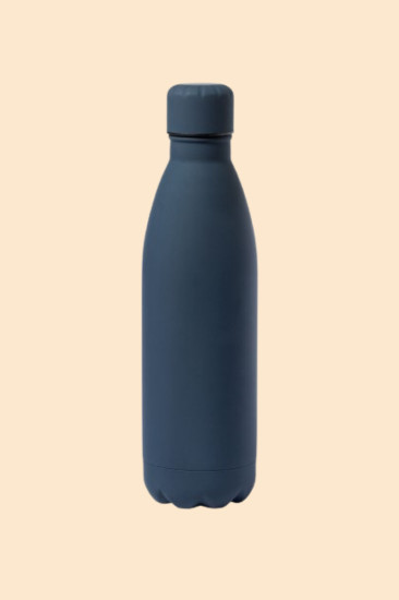 RVS fles met rubberen afwerking marine blauw