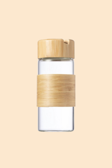 Glazen fles met smartphonehouder