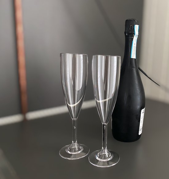 plastic champagne glazen happy glass