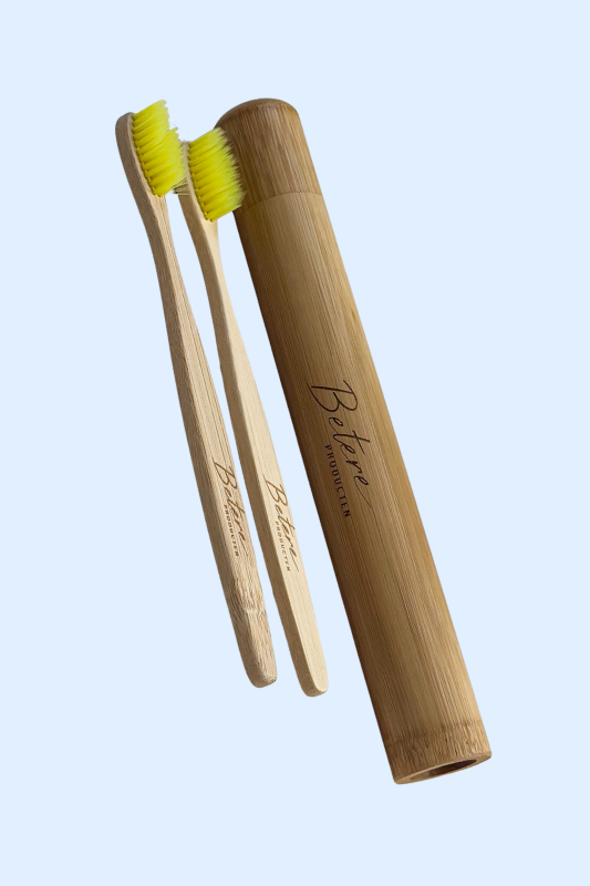 Bamboe tandenborstel voordeelpakket: 2 stuks met koker