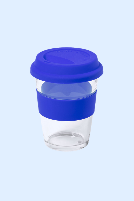 Glazen beker met siliconen deksel 350 ml