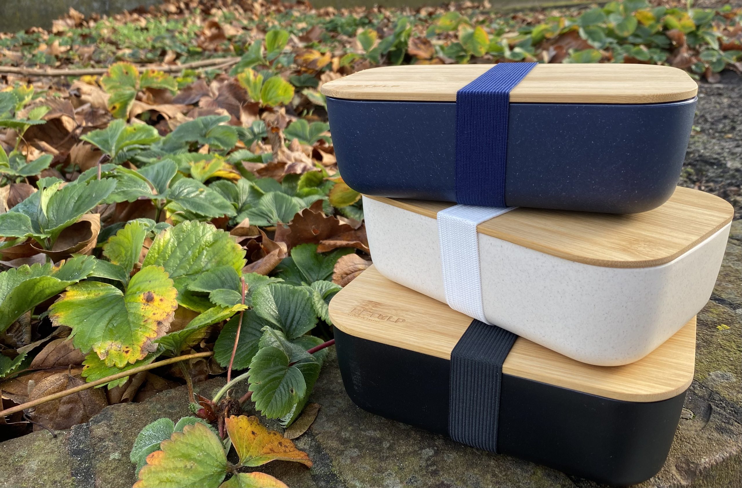 Retulp bamboo lunchbox zwart wit blauw duurzaam