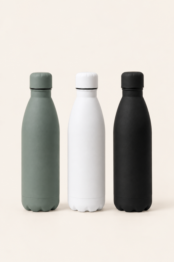 Retulp drinkflessen set 3 stuks in zwart grijs en wit.