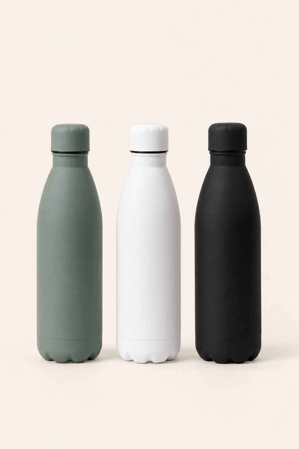 Retulp drinkflessen set 3 stuks in zwart grijs en wit.